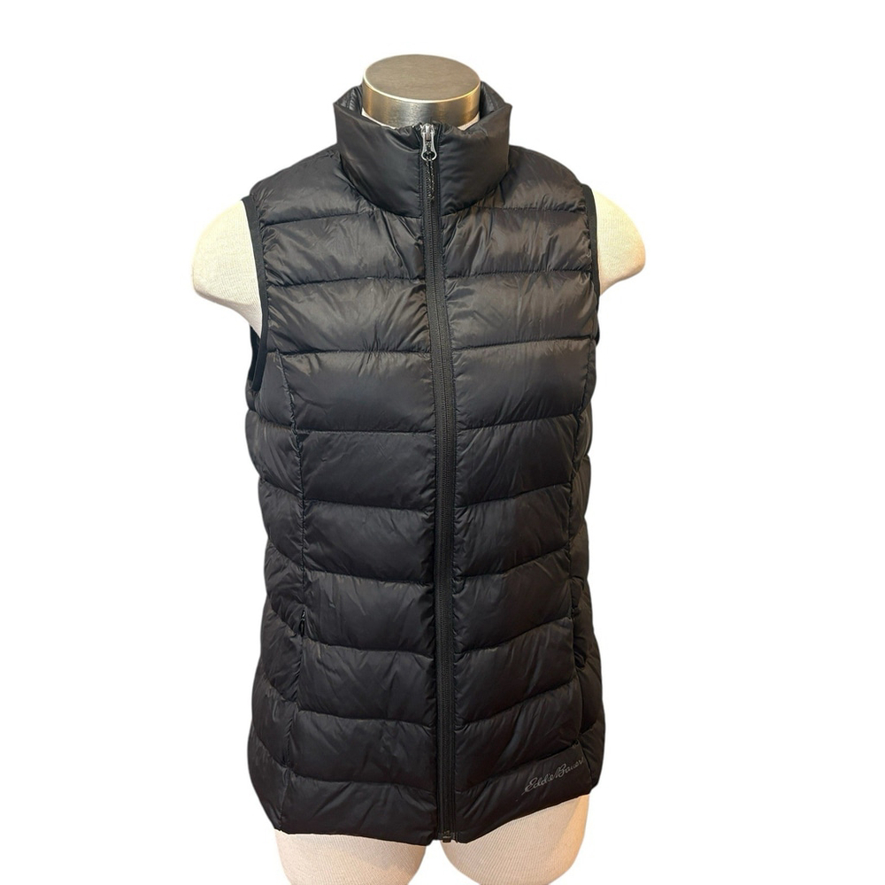 Eddie Bauer Vest EB650 Womens Black Down Puffer Nylon Full Zip Sz. M